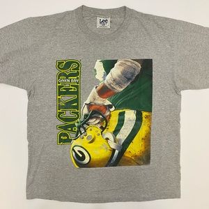 Vintage 1990’s Lee Sport Green Bay Packers Graphic Football Gray Mens Shirt XL